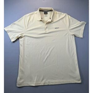 Greg Norman Tasso Elba Five Iron Polo Shirt Men Large Yellow Play Dry Golf Shark